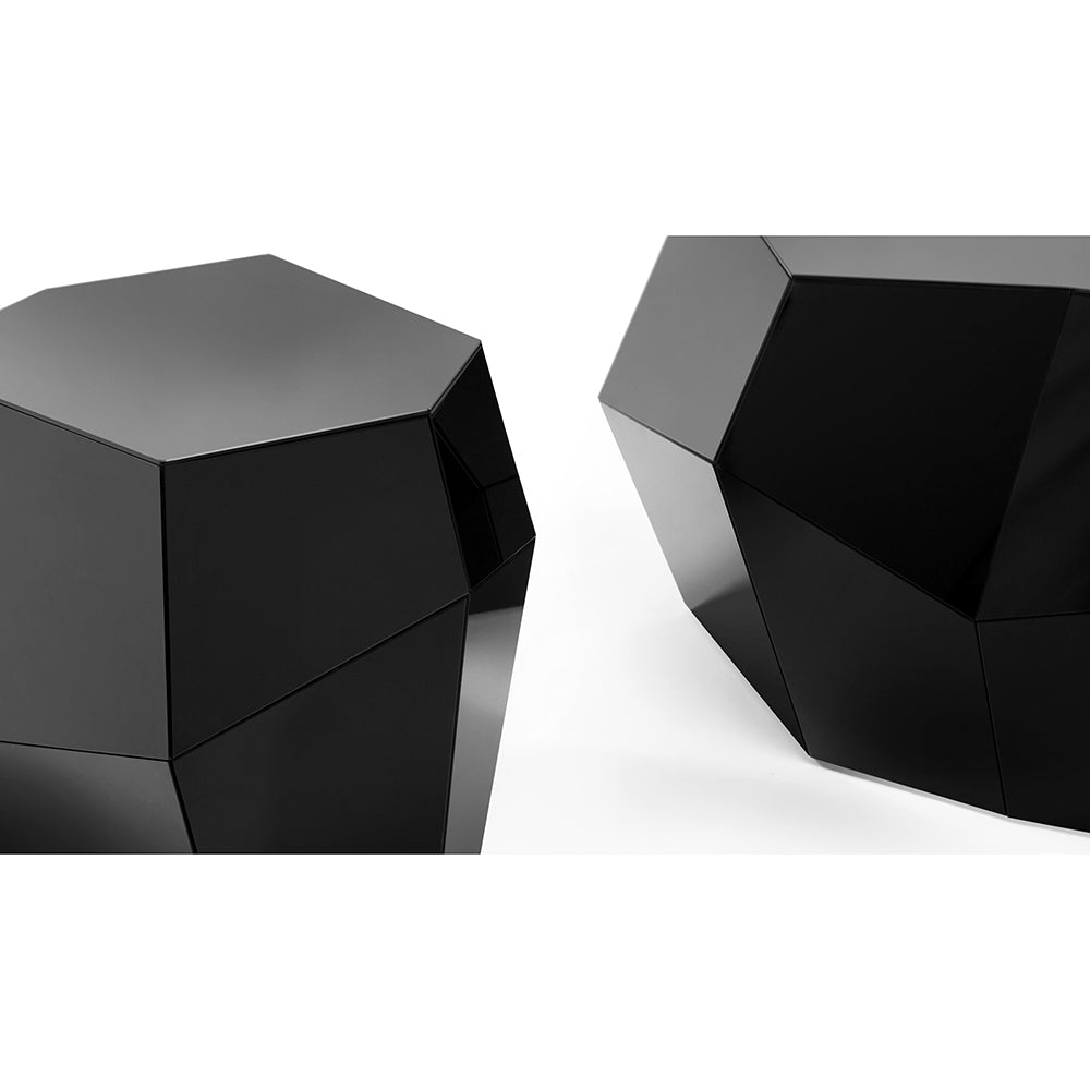 Three Rocks High Side Table - Black Glass