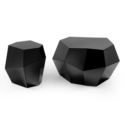 Three Rocks High Side Table - Black Glass