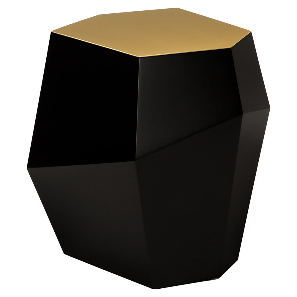 Three Rocks High Side Table - Black Lacquer, Brushed Brass Top