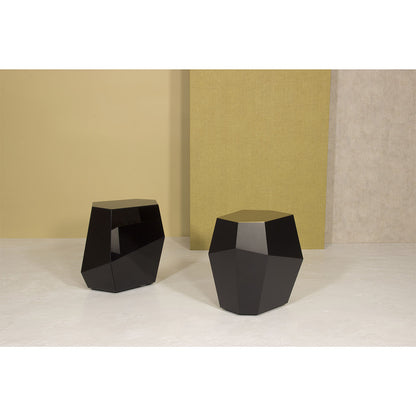 Three Rocks High Side Table - Black Lacquer, Brushed Brass Top