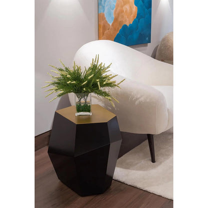 Three Rocks High Side Table - Black Lacquer, Brushed Brass Top