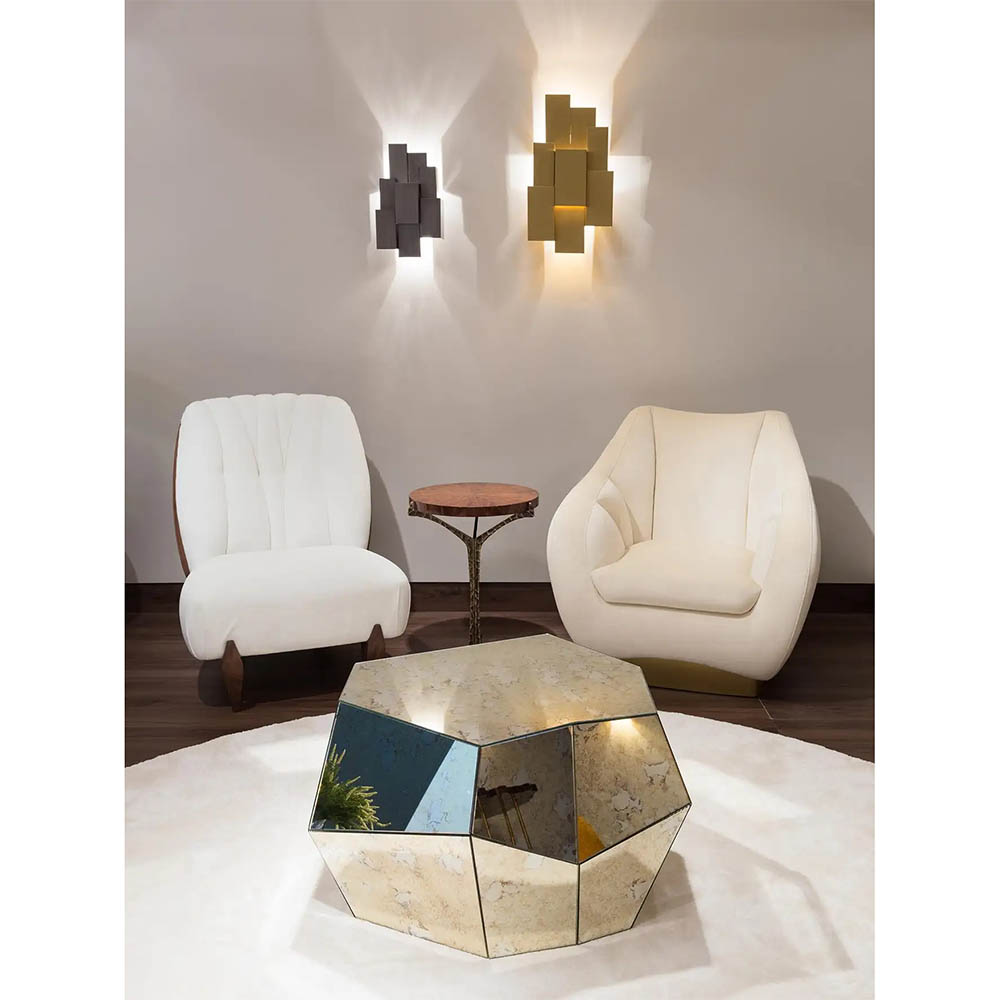 Three Rocks Medium Coffee Table - Aged Mirror