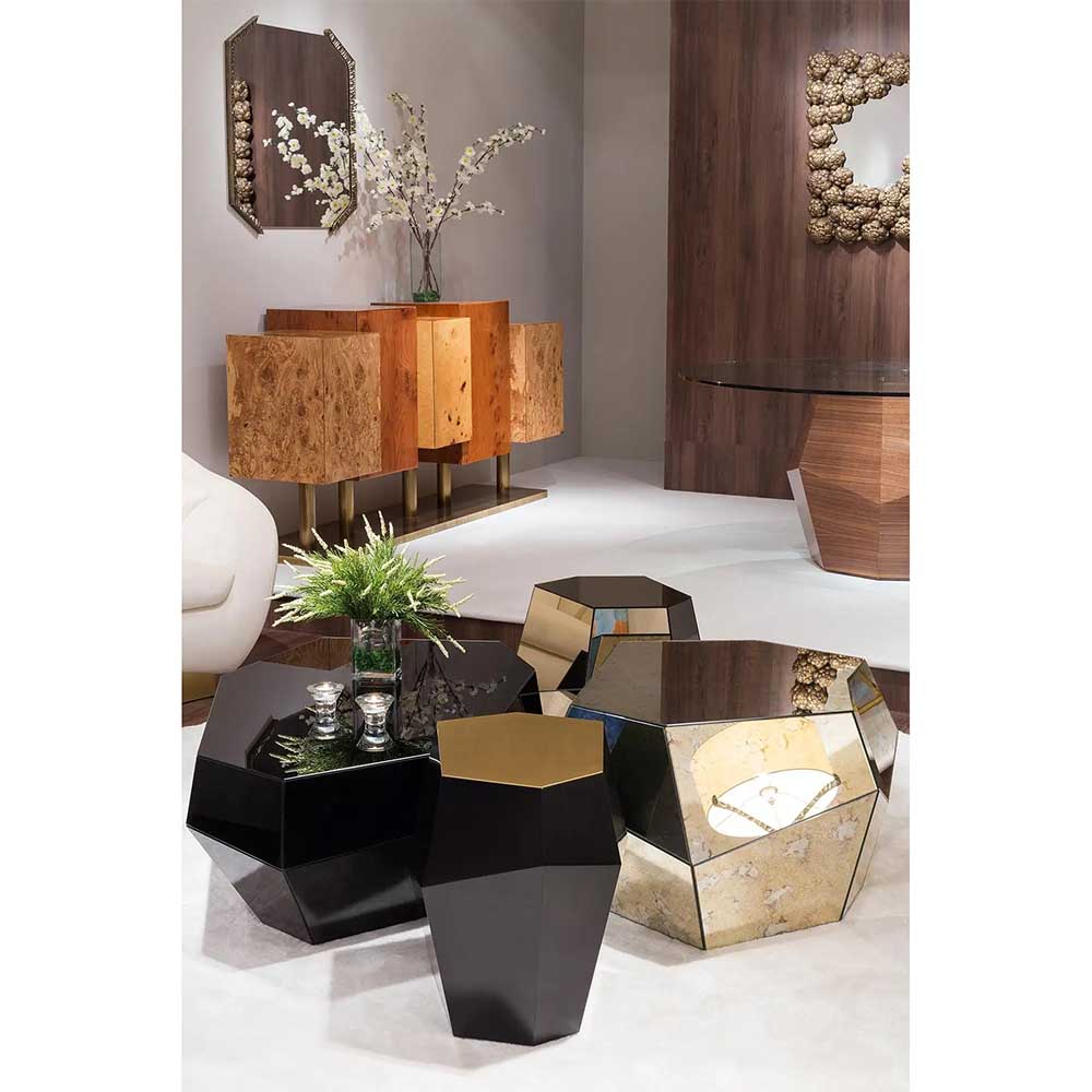 Three Rocks Medium Coffee Table - Aged Mirror