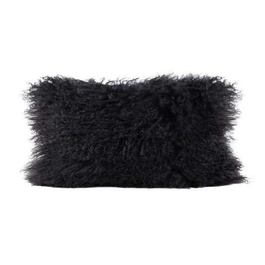 Tibetan Lamb Rectangle Pillow - Charcoal