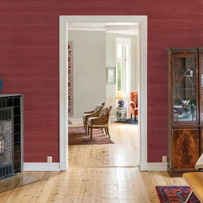 Tight Weave Jute Grasscloth Wallpaper - Crimson Red