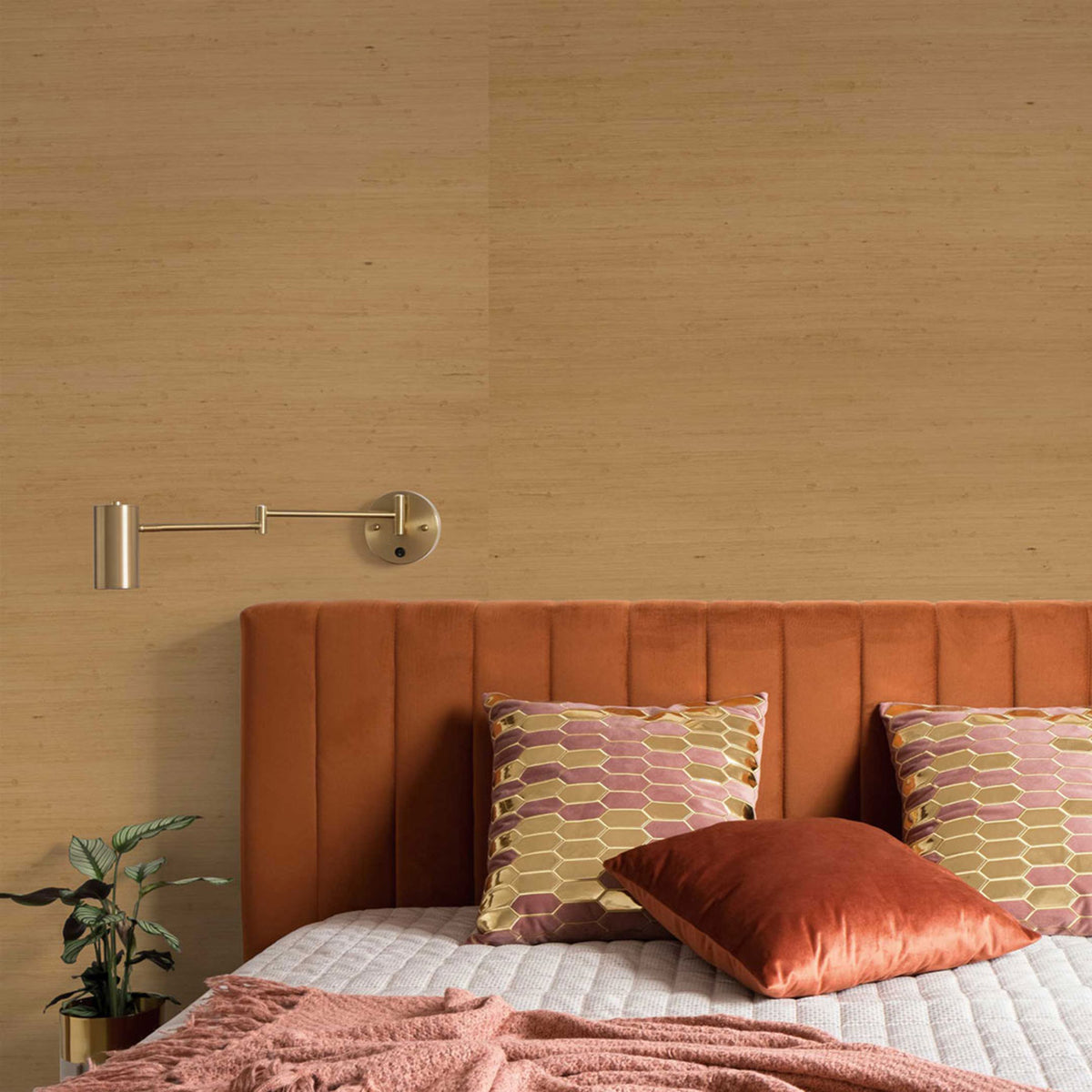 Tight Weave Jute Grasscloth Wallpaper - Dark Wheat
