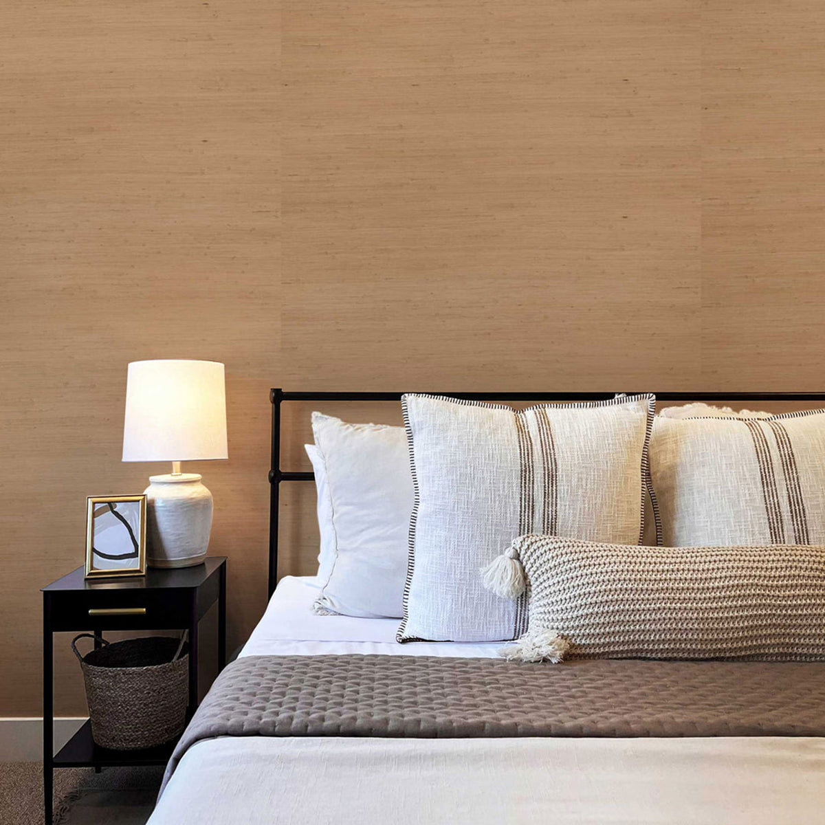 Tight Weave Jute Grasscloth Wallpaper - Dark Wheat