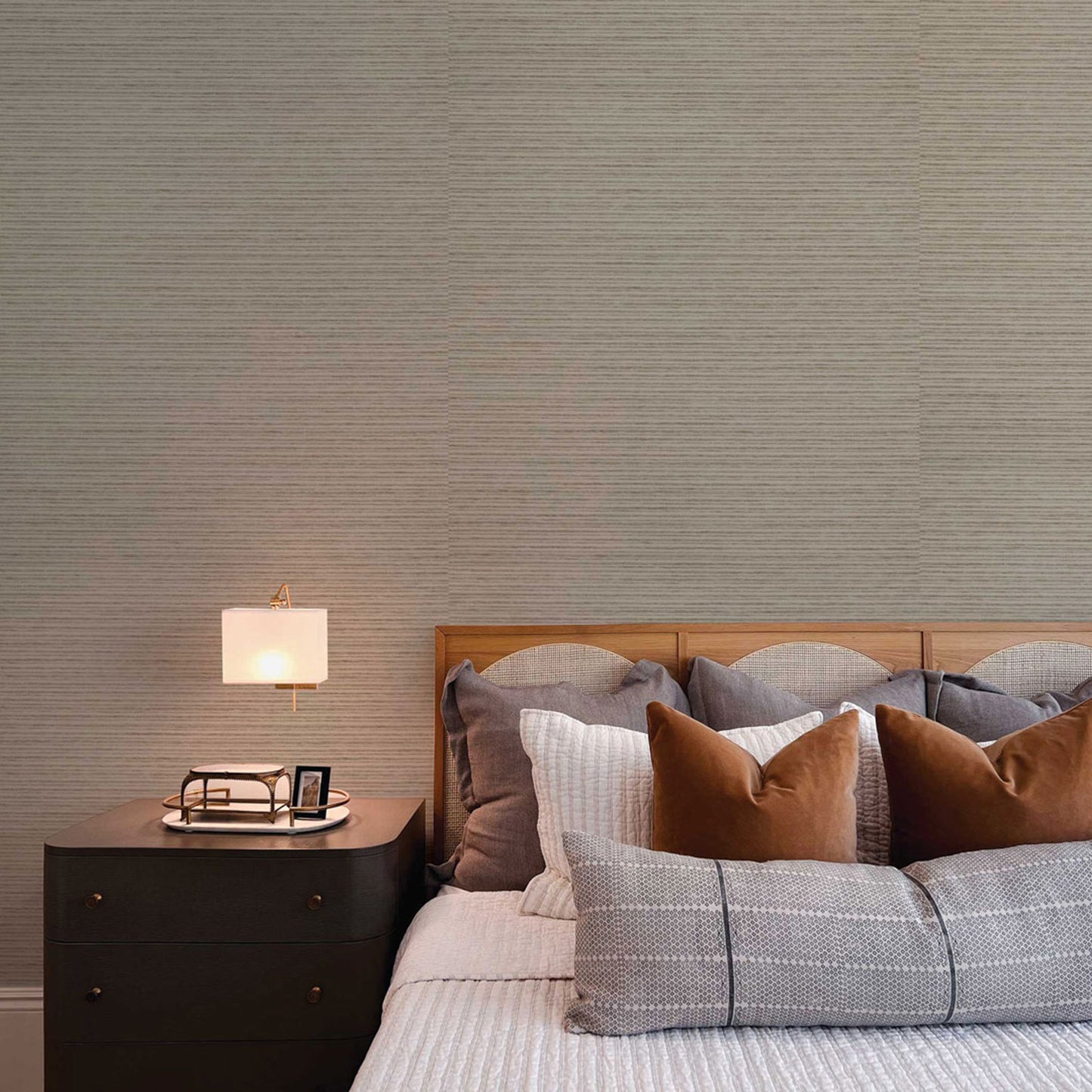 Tight Weave Horizontal Paperweave Wallpaper - Natural and Olive