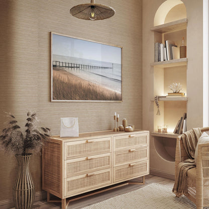 Tight Weave Horizontal Paperweave Wallpaper - Natural on White