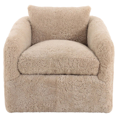 Topanga Swivel Chair - Beige Shearling