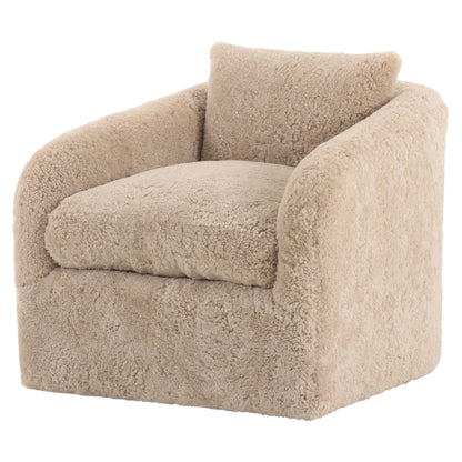 Topanga Swivel Chair - Beige Shearling
