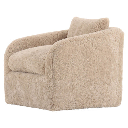 Topanga Swivel Chair - Beige Shearling