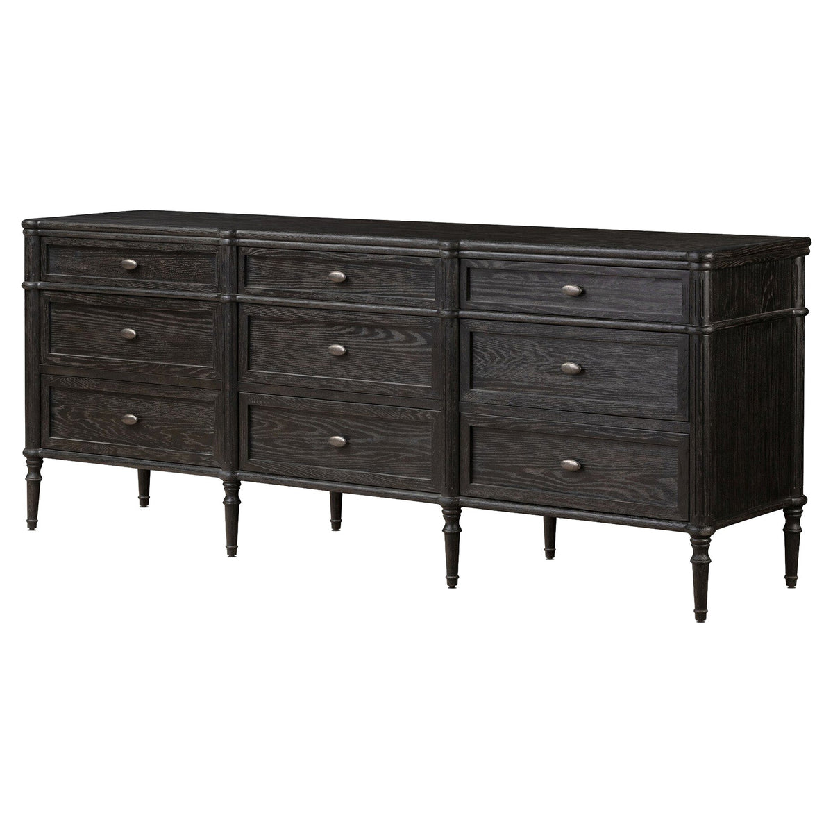 Toulouse 9 Drawer Dresser - Distressed Black