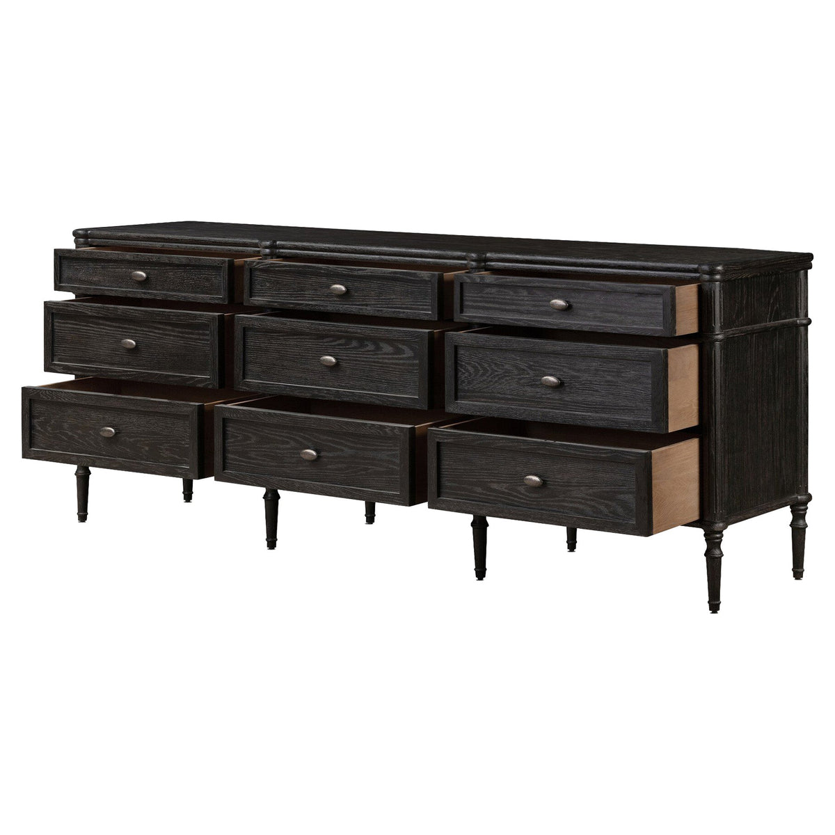 Toulouse 9 Drawer Dresser - Distressed Black