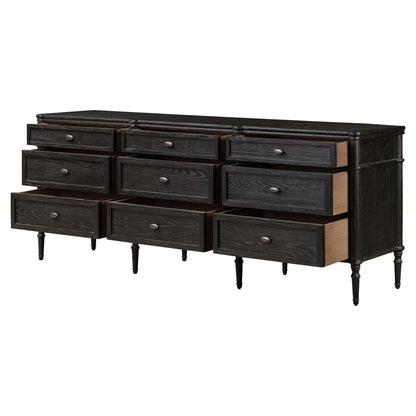 Toulouse 9 Drawer Dresser - Distressed Black