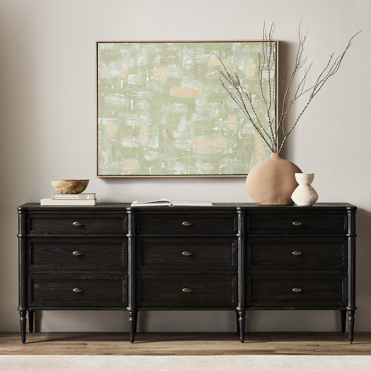 Toulouse 9 Drawer Dresser - Distressed Black