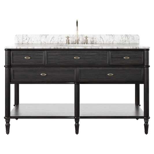 Toulouse Single Wide Vanity - Satin Black Veneer