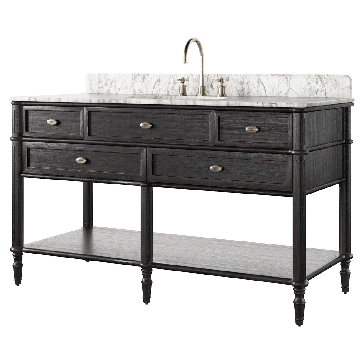 Toulouse Single Wide Vanity - Satin Black Veneer
