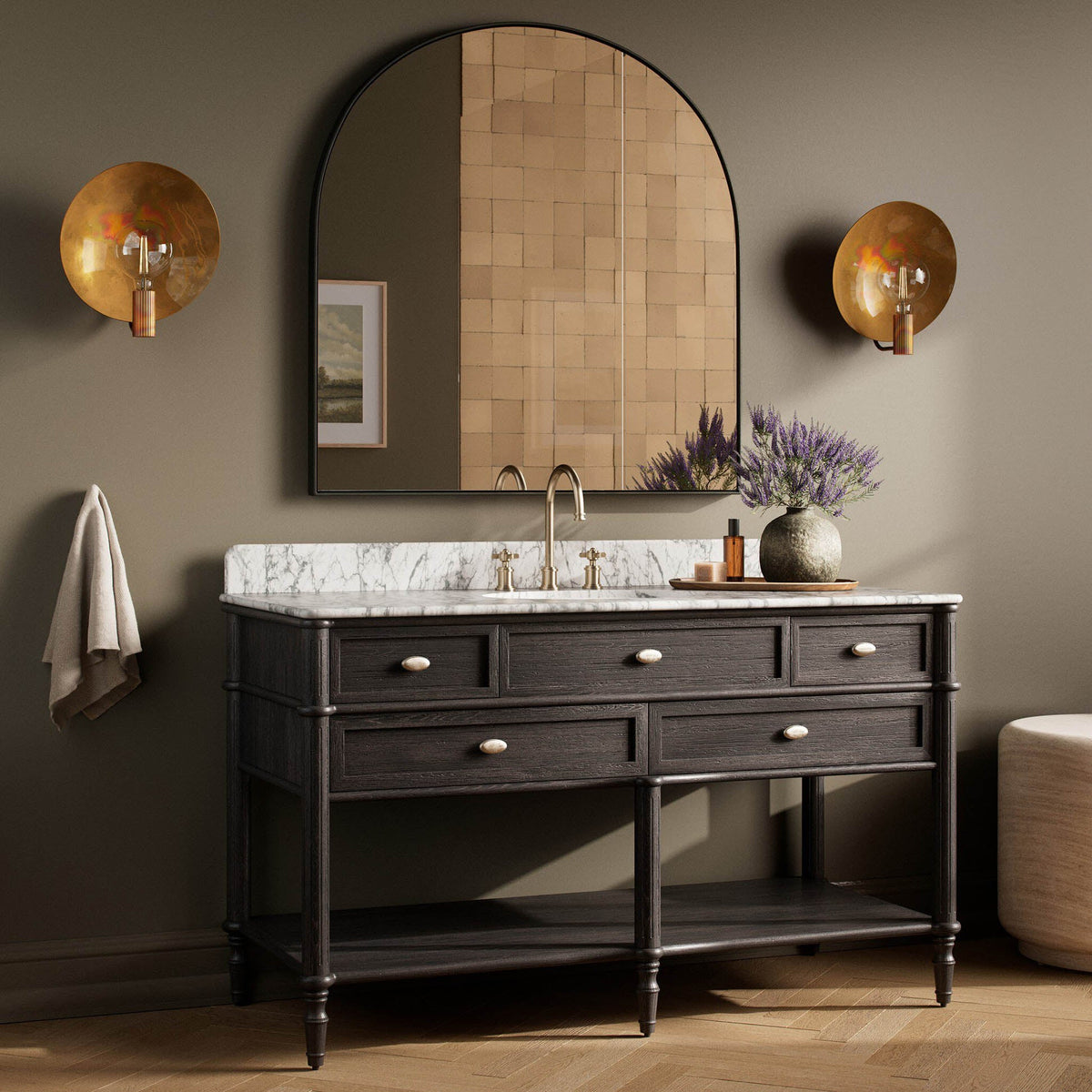 Toulouse Single Wide Vanity - Satin Black Veneer