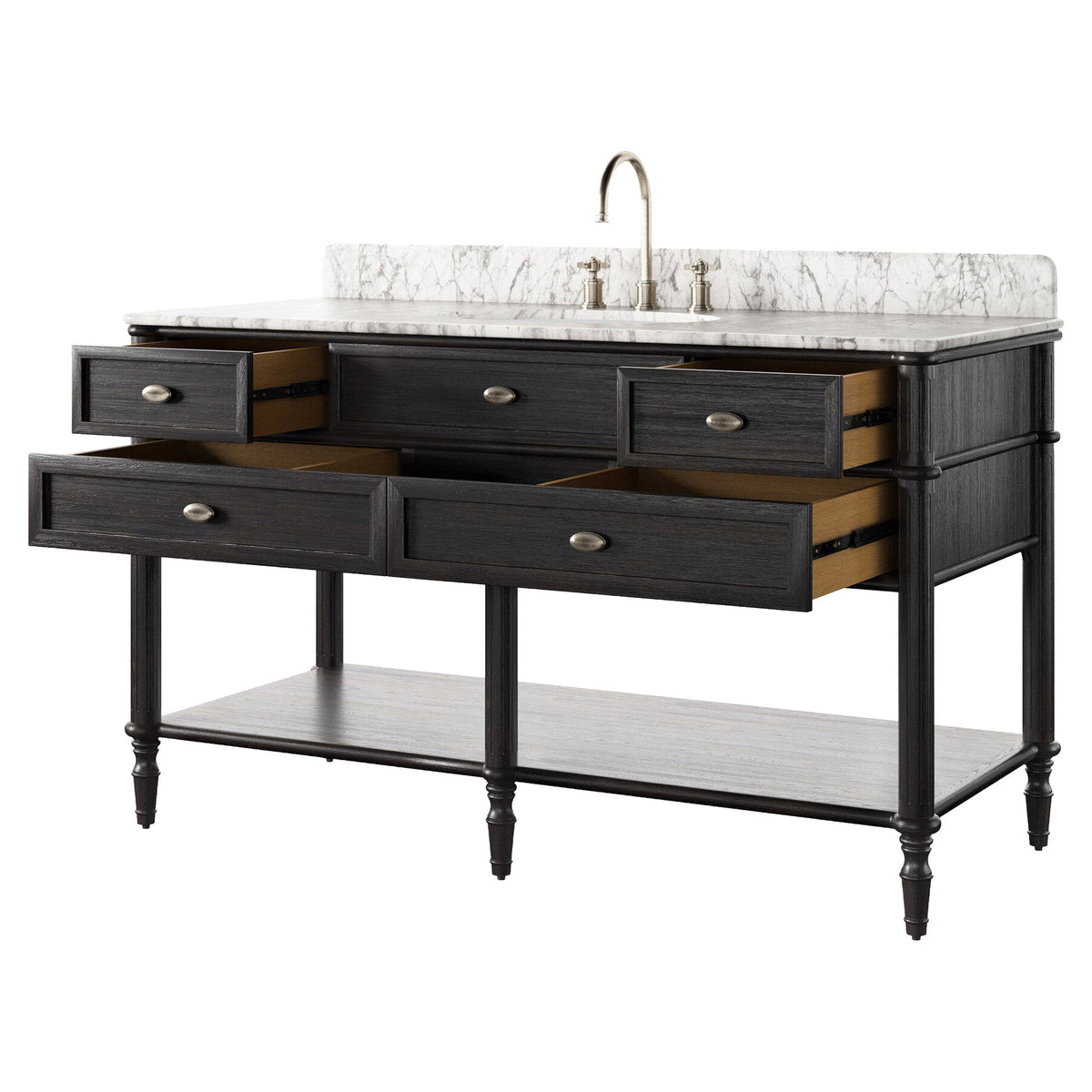 Toulouse Single Wide Vanity - Satin Black Veneer