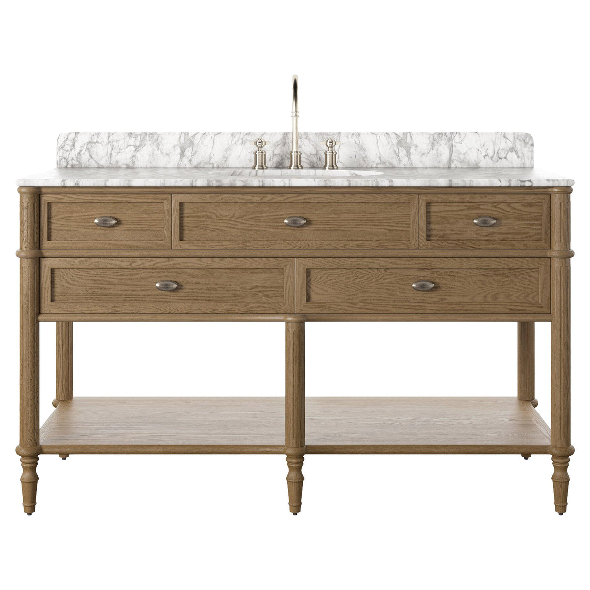 Toulouse Single Wide Vanity - Washed Blonde Oak Veneer