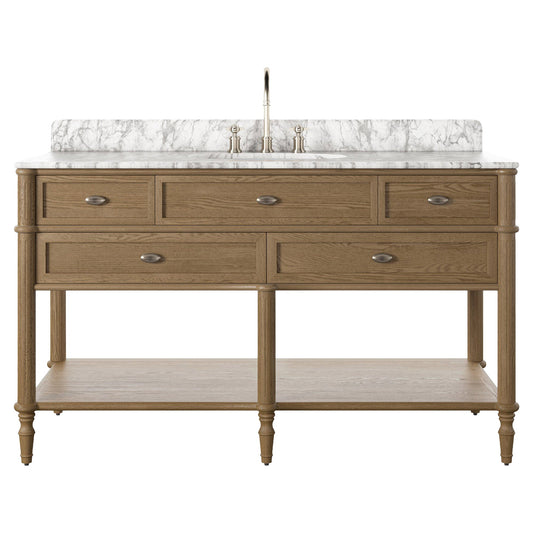 Toulouse Single Wide Vanity - Washed Blonde Oak Veneer