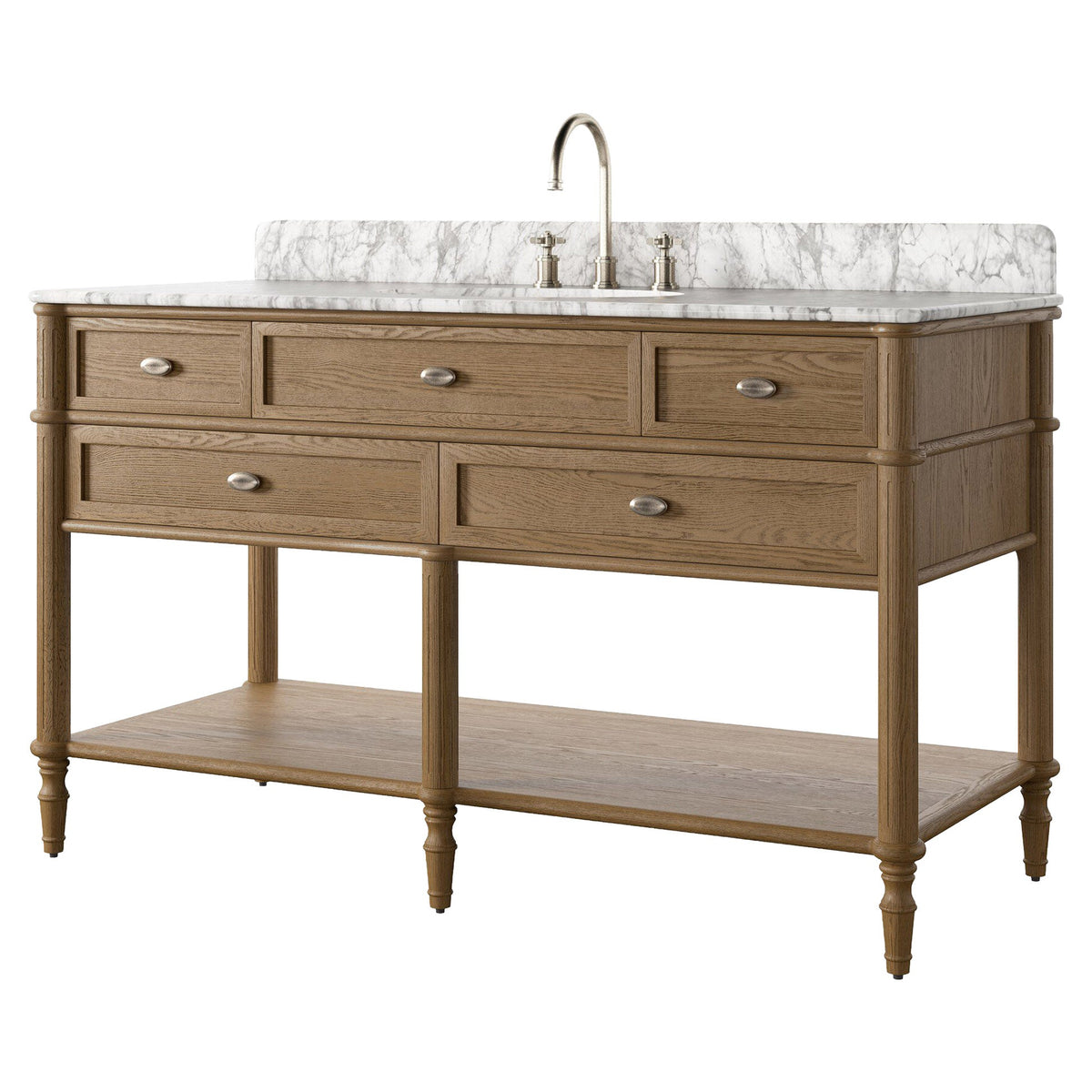 Toulouse Single Wide Vanity - Washed Blonde Oak Veneer