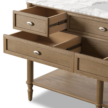 Toulouse Single Wide Vanity - Washed Blonde Oak Veneer
