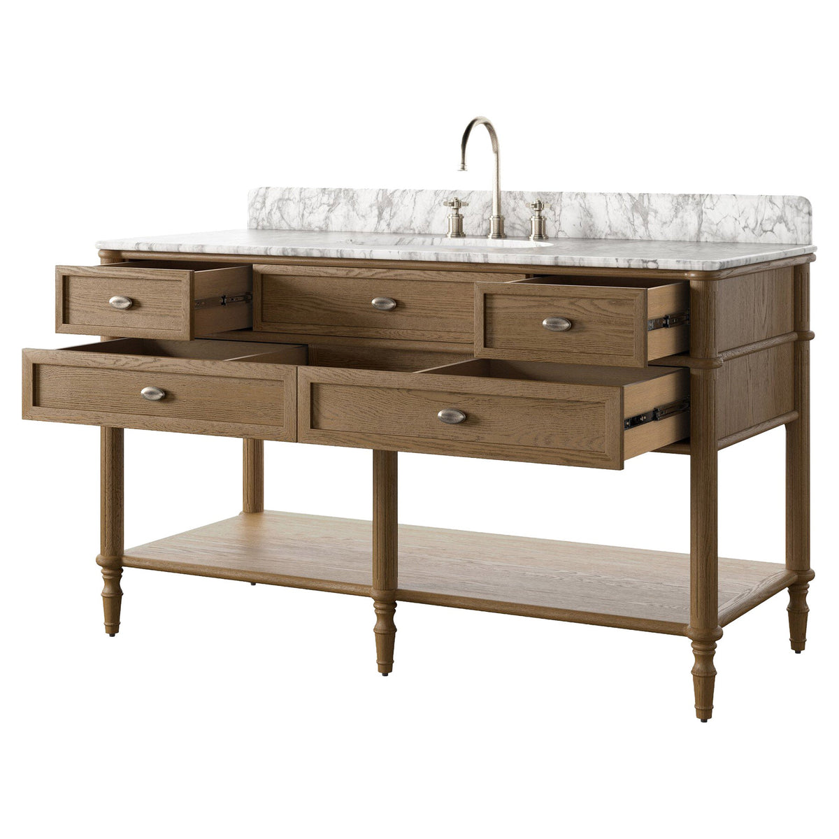 Toulouse Single Wide Vanity - Washed Blonde Oak Veneer