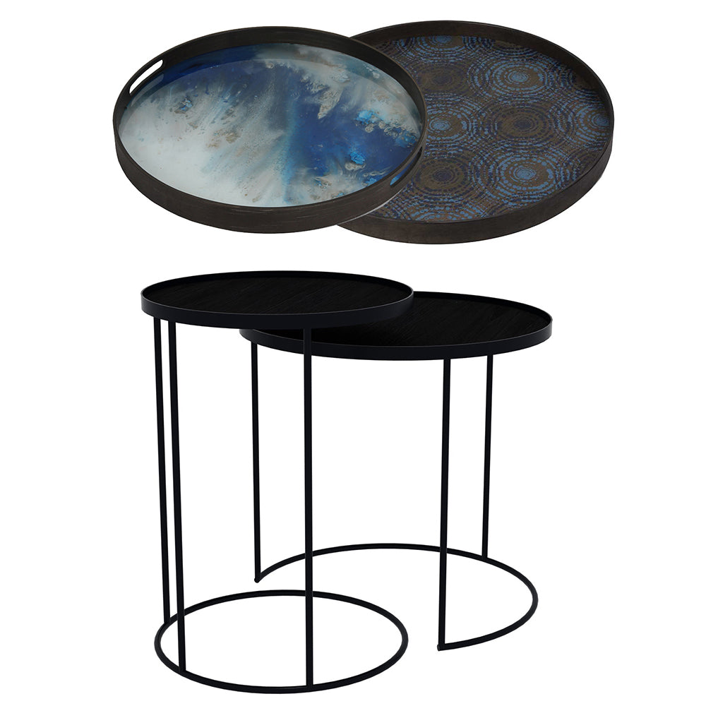 Tray Nesting Tables High Round - Blue Mist and Seaside Beads