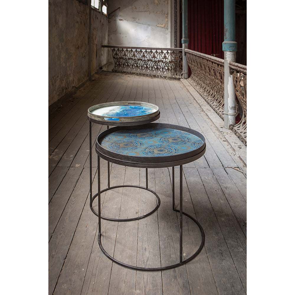 Tray Nesting Tables High Round - Blue Mist and Seaside Beads
