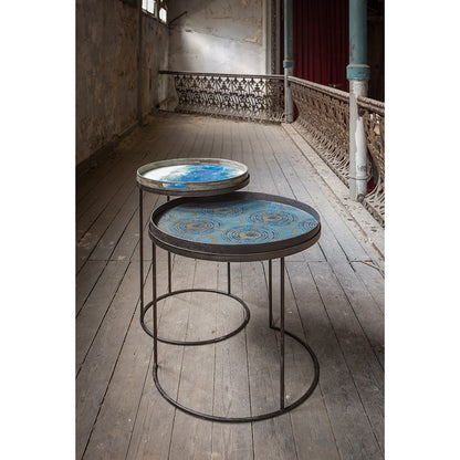 Tray Nesting Tables High Round - Blue Mist and Seaside Beads