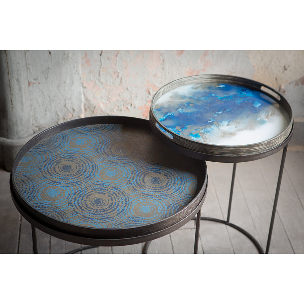 Tray Nesting Tables High Round - Blue Mist and Seaside Beads