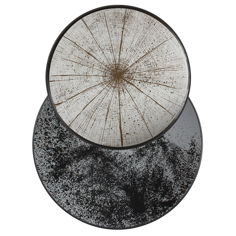 Tray Nesting Tables High Round - Heavy Aged Mirror and Slice