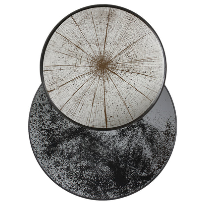 Tray Nesting Tables High Round - Heavy Aged Mirror and Slice