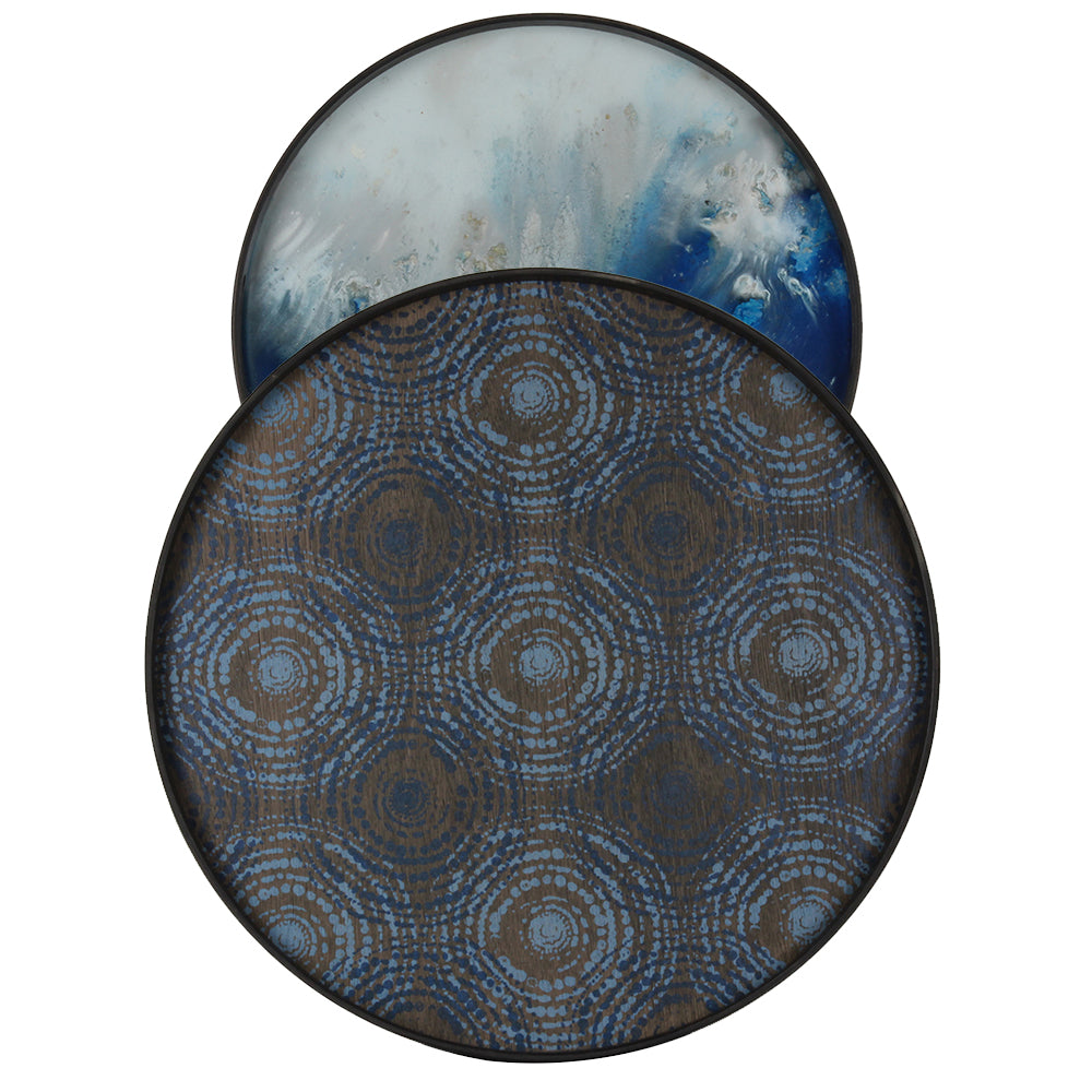 Tray Nesting Tables Low Round - Blue Mist and Seaside Beads