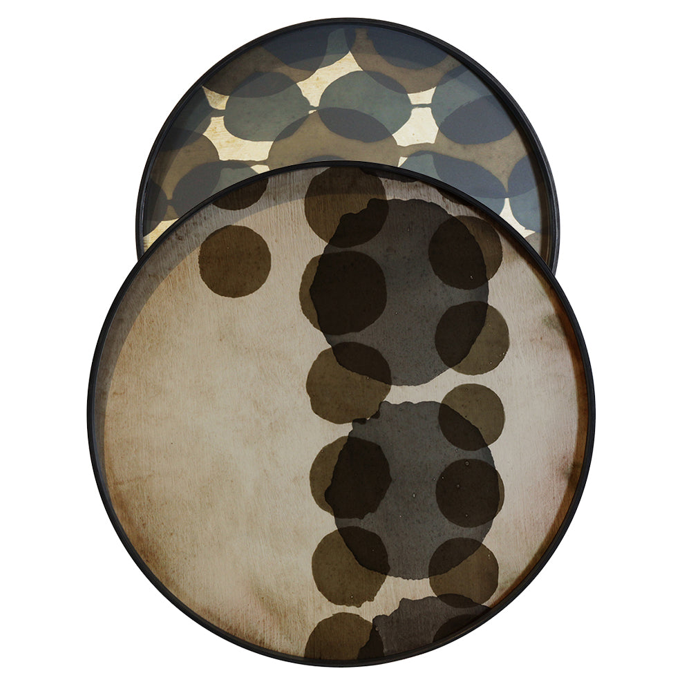 Tray Nesting Tables Low Round - Connected Dots and Slate Layered Dots