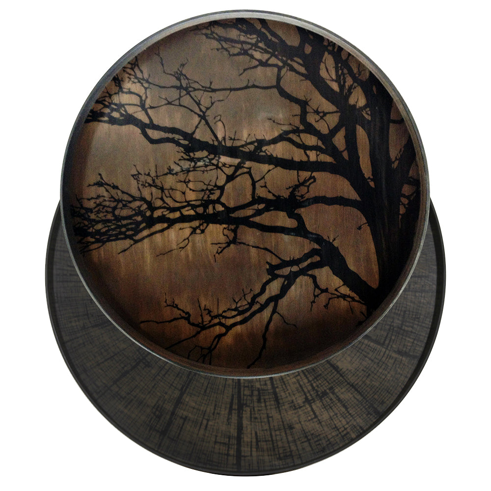 Tray Nesting Tables Low Round XL - Black Tree and Black Slice