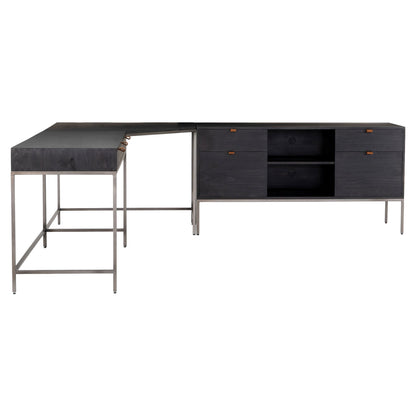Trey Filing Credenza Desk System - Black Wash Poplar