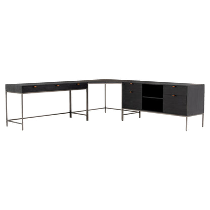 Trey Filing Credenza Desk System - Black Wash Poplar