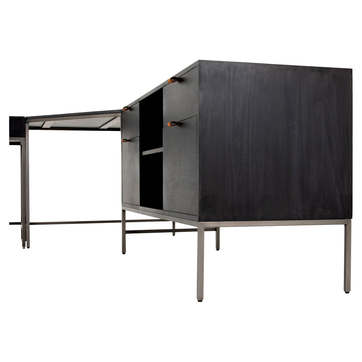 Trey Filing Credenza Desk System - Black Wash Poplar