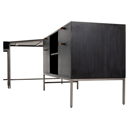 Trey Filing Credenza Desk System - Black Wash Poplar