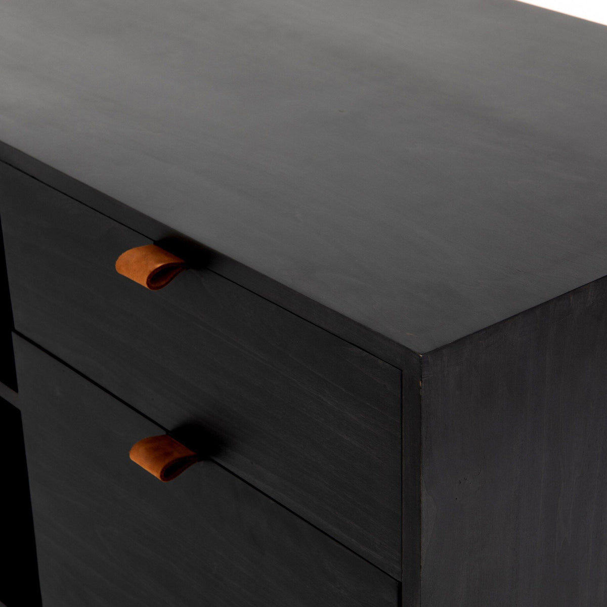 Trey Filing Credenza Desk System - Black Wash Poplar