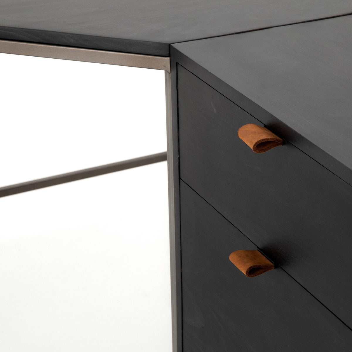 Trey Filing Credenza Desk System - Black Wash Poplar