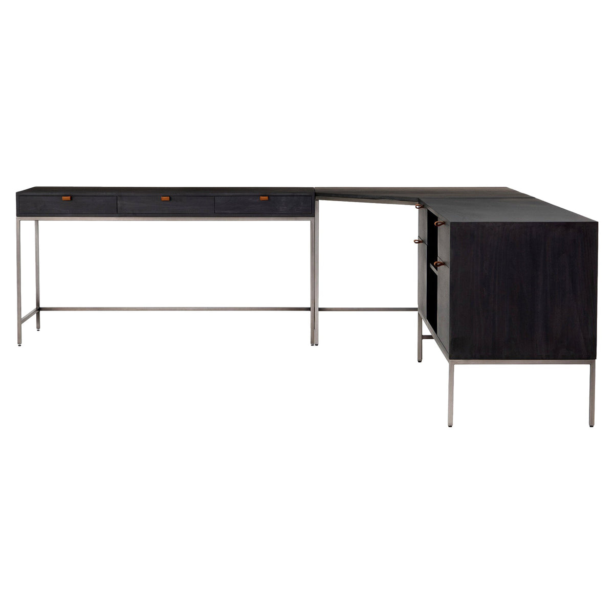Trey Filing Credenza Desk System - Black Wash Poplar