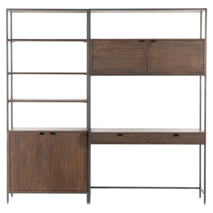 Trey Modular Wall Desk With 1 Bookcase - Auburn Poplar