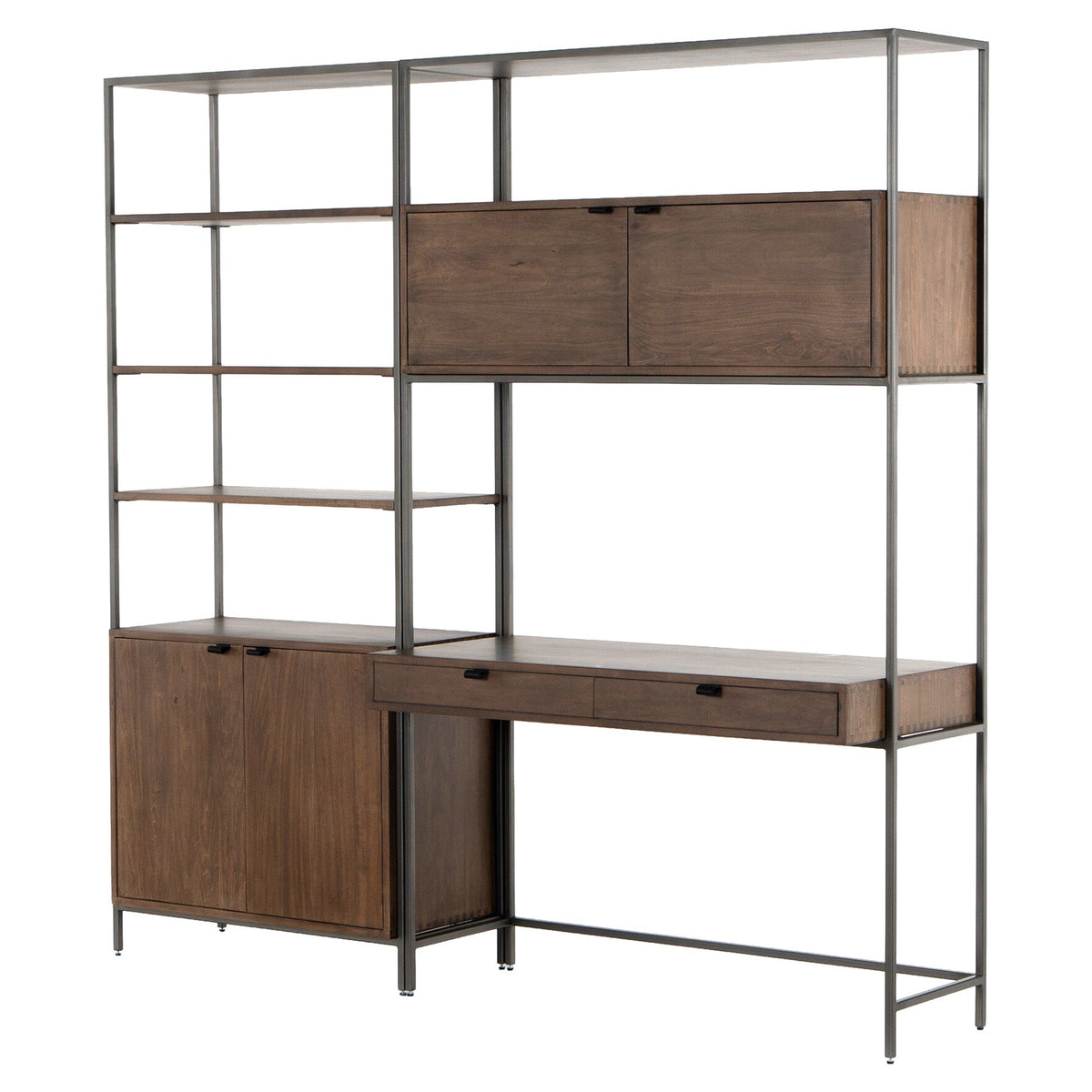 Trey Modular Wall Desk With 1 Bookcase - Auburn Poplar