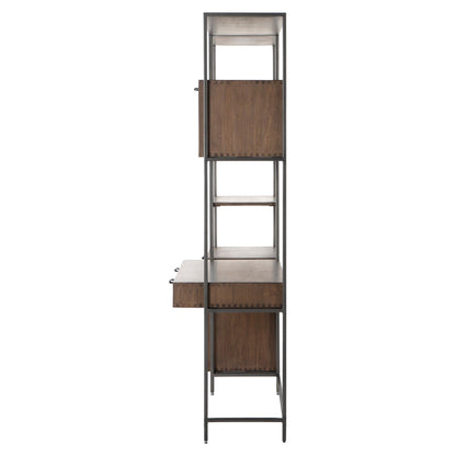 Trey Modular Wall Desk With 1 Bookcase - Auburn Poplar