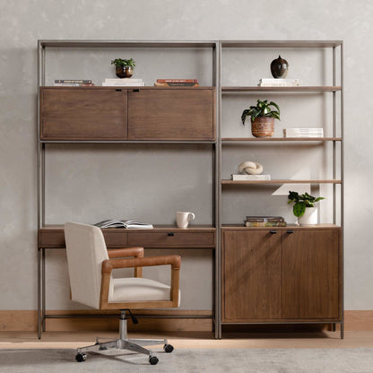 Trey Modular Wall Desk With 1 Bookcase - Auburn Poplar