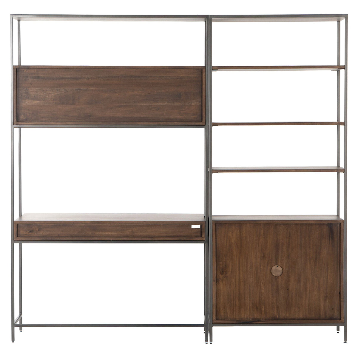 Trey Modular Wall Desk With 1 Bookcase - Auburn Poplar